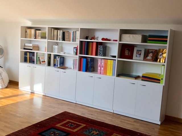 Libreria bianca configurata online  4 vani ante basse doppie